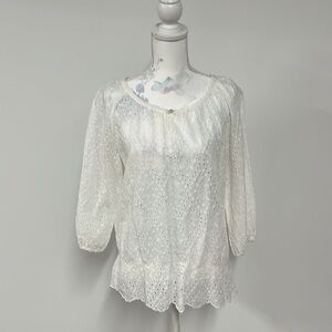 Chico’s White Eyelet Top